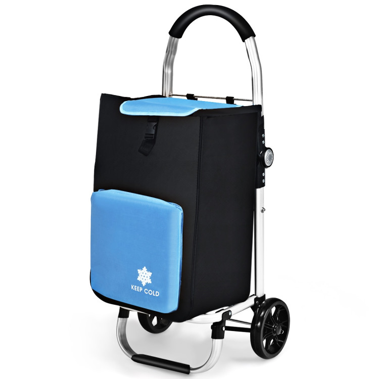 Folding Utility Shopping Trolley with Removable Bag-BlueCostway Gallery View 9 of 14