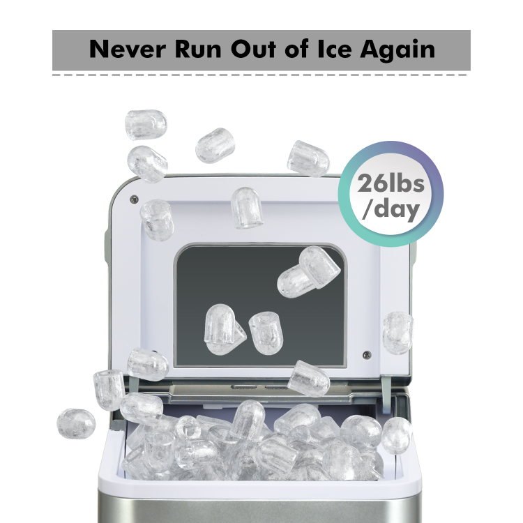 Portable Countertop Ice Maker Machine with Scoop-SilverCostway Gallery View 8 of 9
