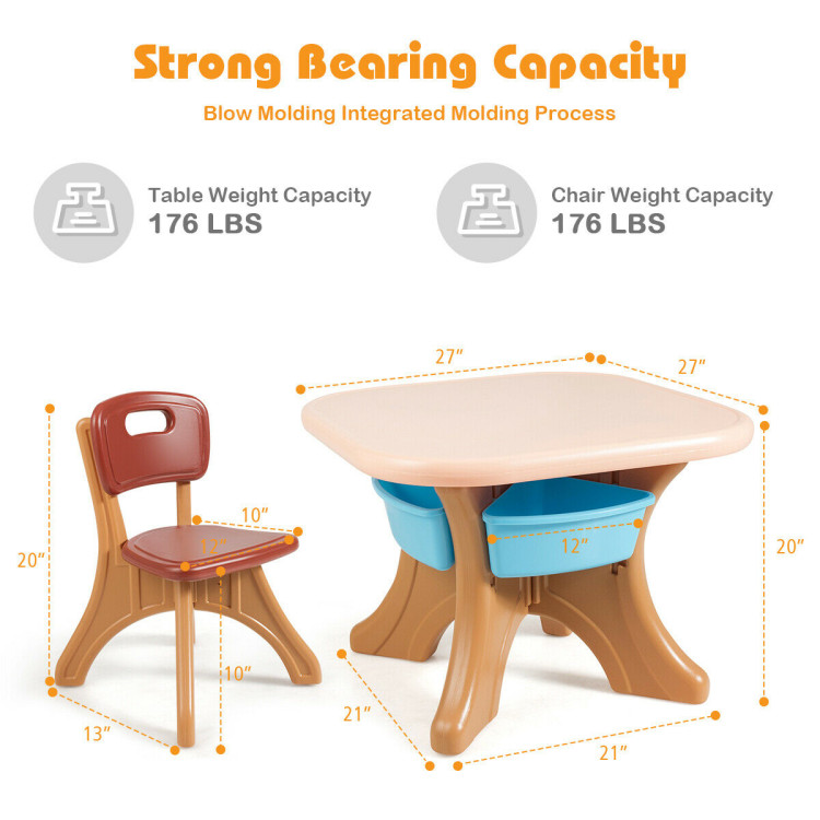 Children Kids Activity Table & Chair Set Play Furniture W/Storage-CoffeeCostway Gallery View 10 of 10