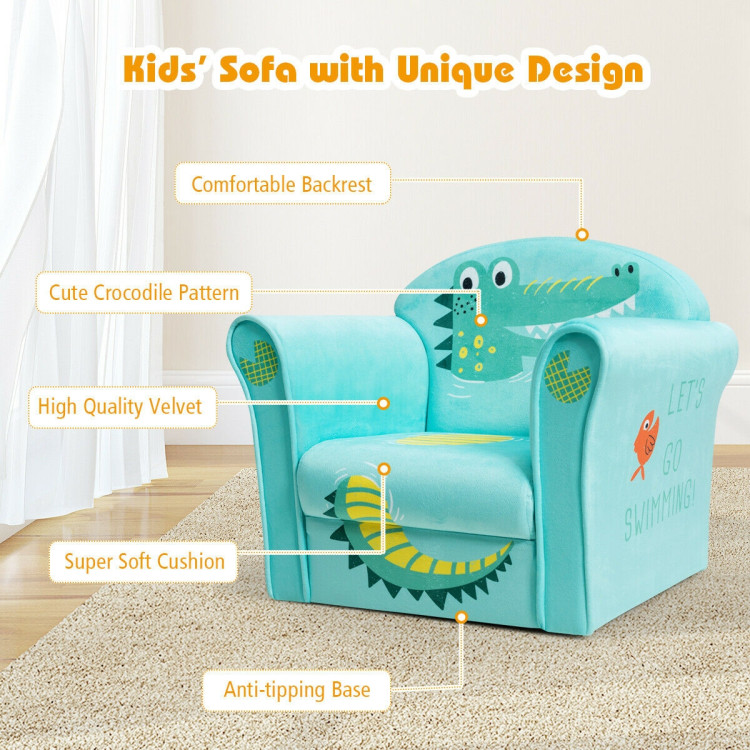 Kids Crocodile Armrest Upholstered Couch - Gallery View 5 of 7