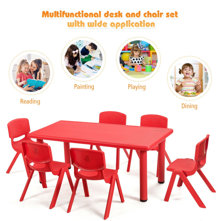 6-pack Kids Plastic Stackable Classroom Chairs-RedCostway Gallery View 12 of 12