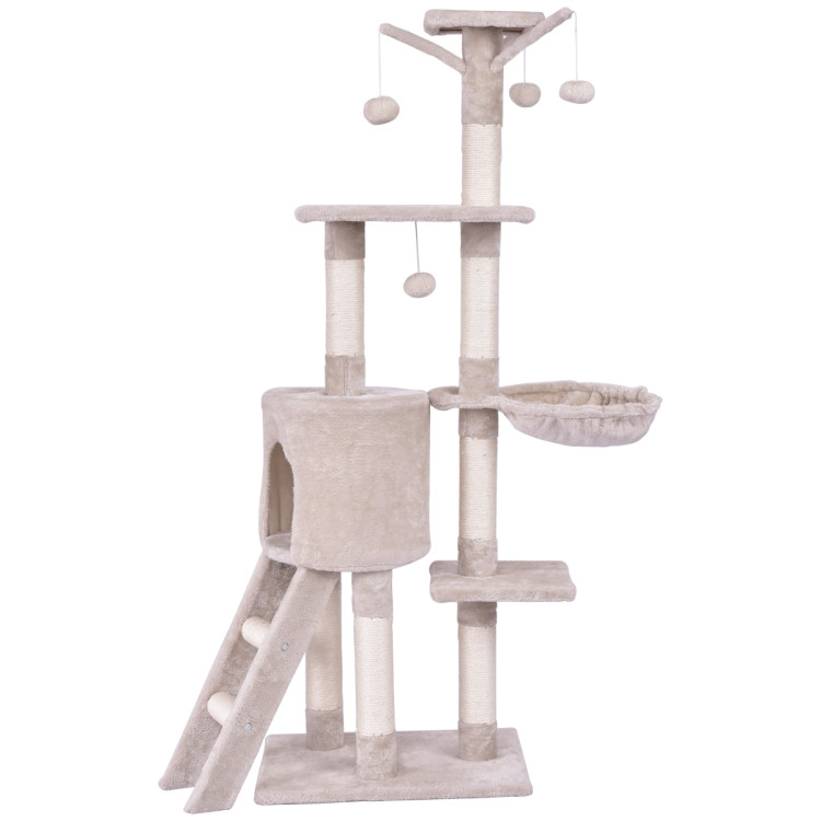 56 Inch Condo Scratching Posts Ladder Cat Play TreeCostway Gallery View 11 of 14