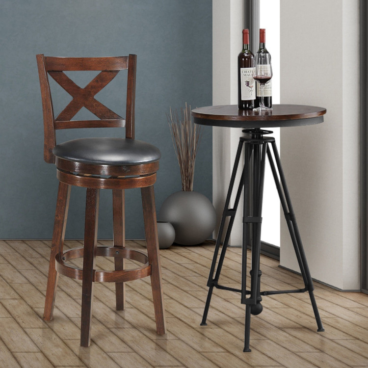 Swivel X-back Upholstered Counter Height Bar Stool with PVC Cushioned Seat-29 InchCostway Gallery View 2 of 6