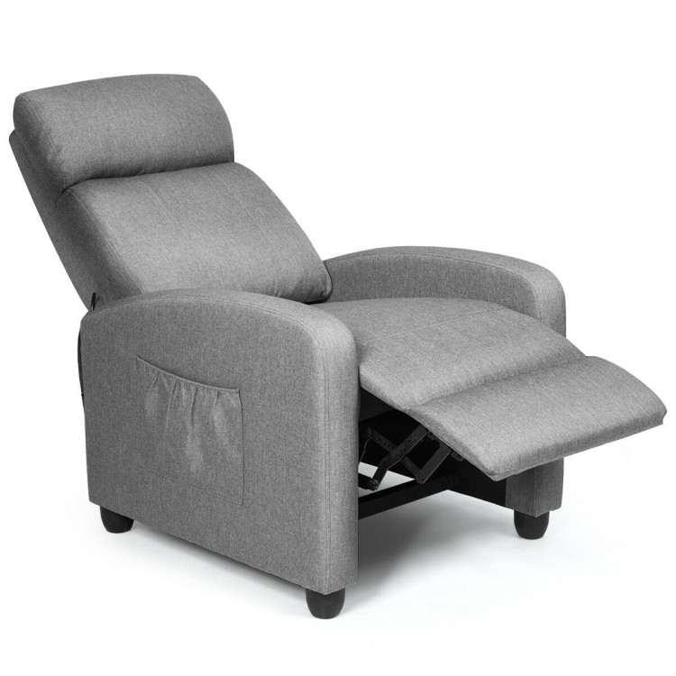 Recliner Sofa Wingback Chair with Massage Function-GrayCostway Gallery View 4 of 12