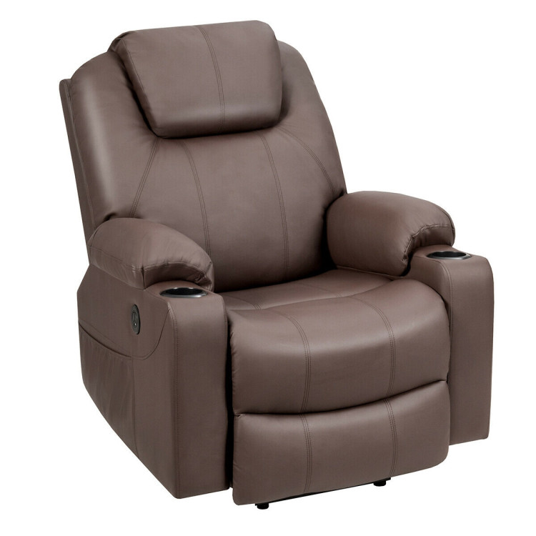 Electric Power Lift Leather Massage Sofa-BrownCostway Gallery View 1 of 11