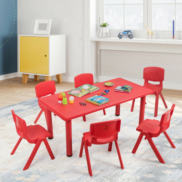 6-pack Kids Plastic Stackable Classroom Chairs-RedCostway Gallery View 8 of 12