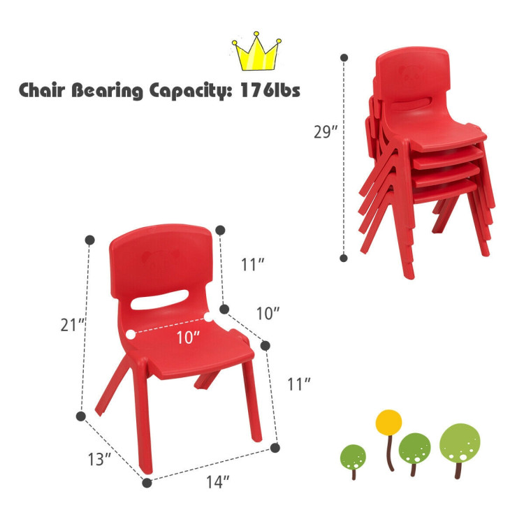 4-pack Kids Plastic Stackable Classroom Chairs-RedCostway Gallery View 8 of 12
