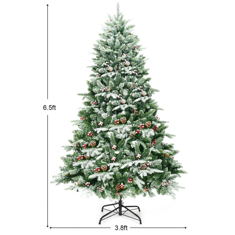 6.5 Feet Pre-lit Snow Flocked Hinged Artificial Christmas TreeCostway Gallery View 4 of 10