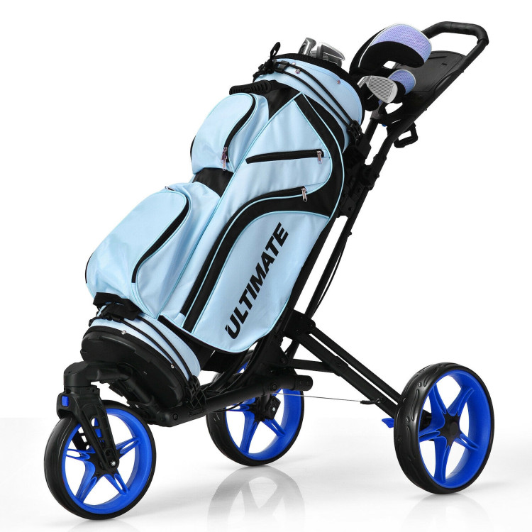 3 Wheel Folding Golf Push Cart with Scoreboard and Adjustable Handle