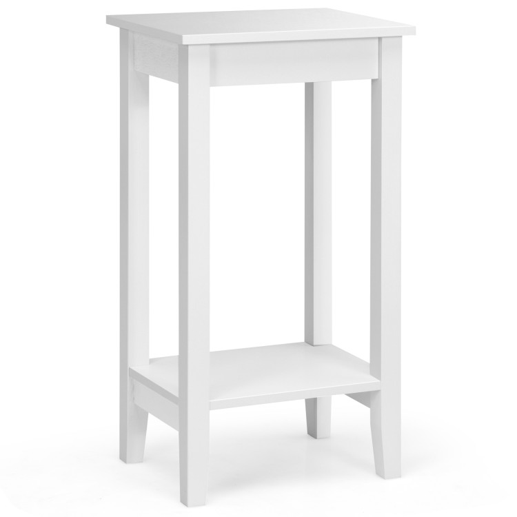 2-Tier Nightstand End Side Wooden Legs Table for Bedroom-WhiteCostway Gallery View 3 of 11