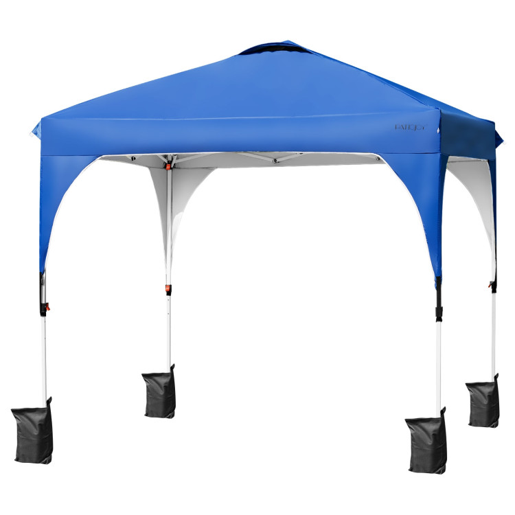 8 x 8 Feet Outdoor Pop Up Tent Canopy Camping Sun Shelter with Roller Bag-BlueCostway Gallery View 9 of 12