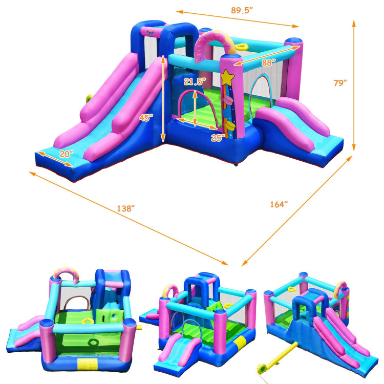 Inflatable Bounce Castle with Dual Slides and Climbing Wall without BlowerCostway Gallery View 4 of 12