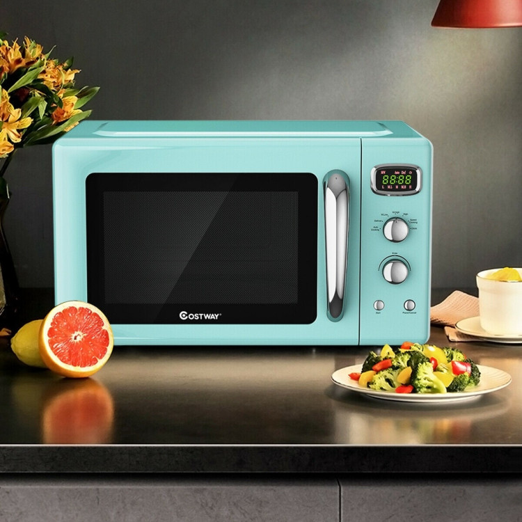 0.9 Cu.ft Retro Countertop Compact Microwave Oven-GreenCostway Gallery View 7 of 10