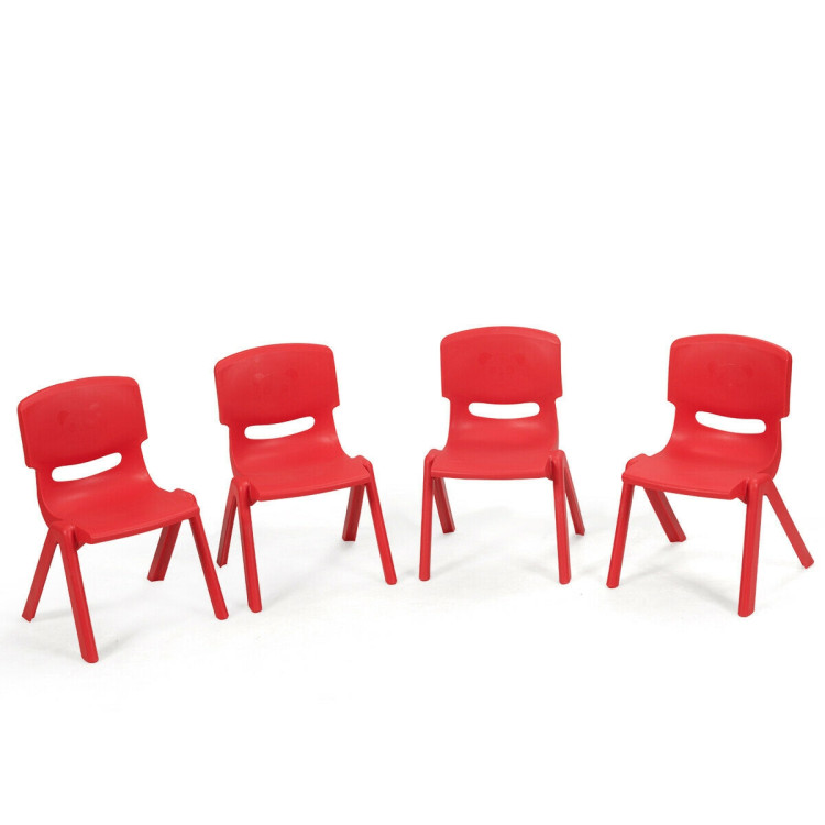 4-pack Kids Plastic Stackable Classroom Chairs-RedCostway Gallery View 6 of 12