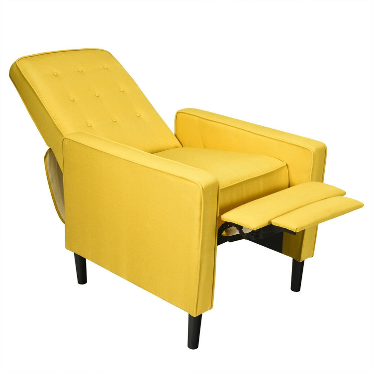 Mid-Century Push Back Recliner Chair -YellowCostway Gallery View 4 of 12