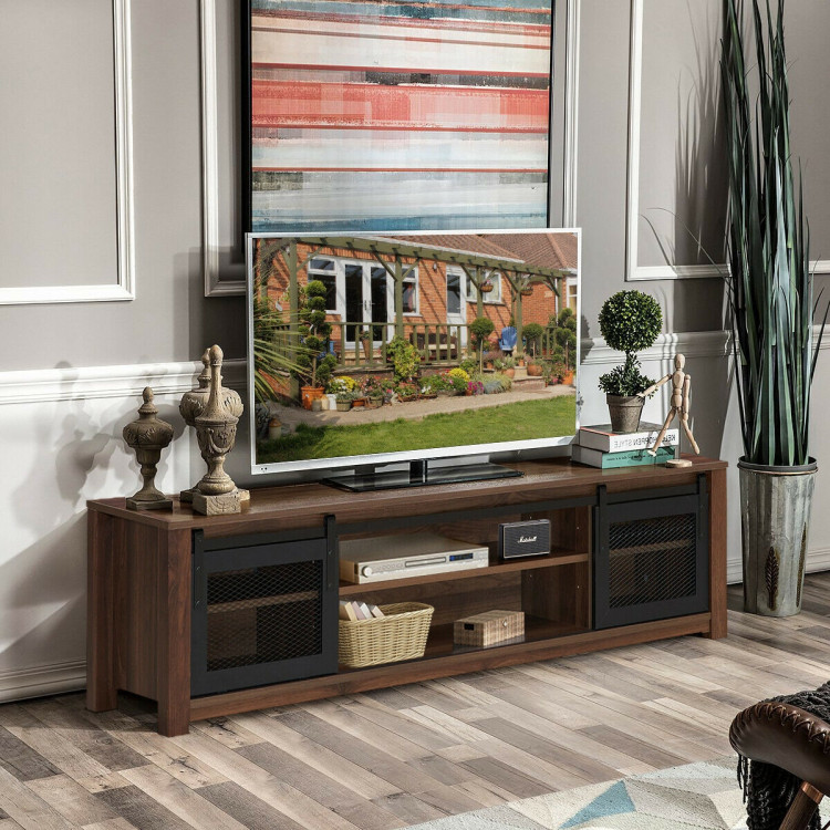 TV Stand Entertainment Center for TV's up to 65 Inch with Adjustable Shelves-BrownCostway Gallery View 2 of 12