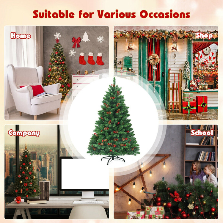 4.5 Feet Pre-lit Hinged Christmas Tree with 300 LED LightsCostway Gallery View 5 of 12