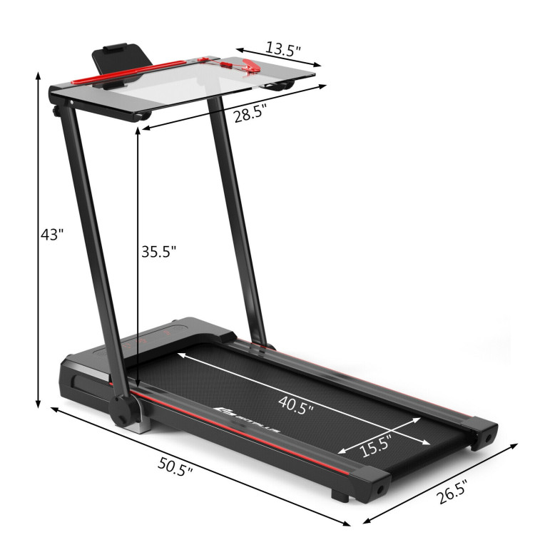 2.25 HP 3-in-1 Folding Treadmill with Table Speaker Remote Control-BlackCostway Gallery View 4 of 13