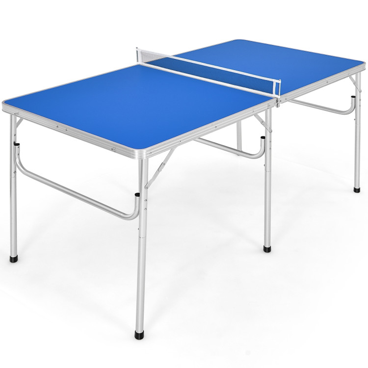 60 Inch Portable Tennis Ping Pong Folding Table with Accessories-BlueCostway Gallery View 7 of 12