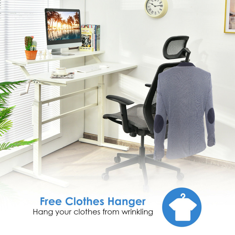 Height Adjustable Ergonomic High Back Mesh Office Chair with Hange-GrayCostway Gallery View 2 of 12