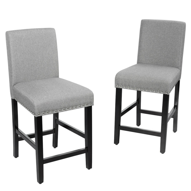 25 Inch Kitchen Chairs with Rubber Wood Legs-GrayCostway Gallery View 6 of 12