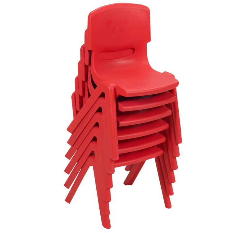 6-pack Kids Plastic Stackable Classroom Chairs-RedCostway Gallery View 9 of 12