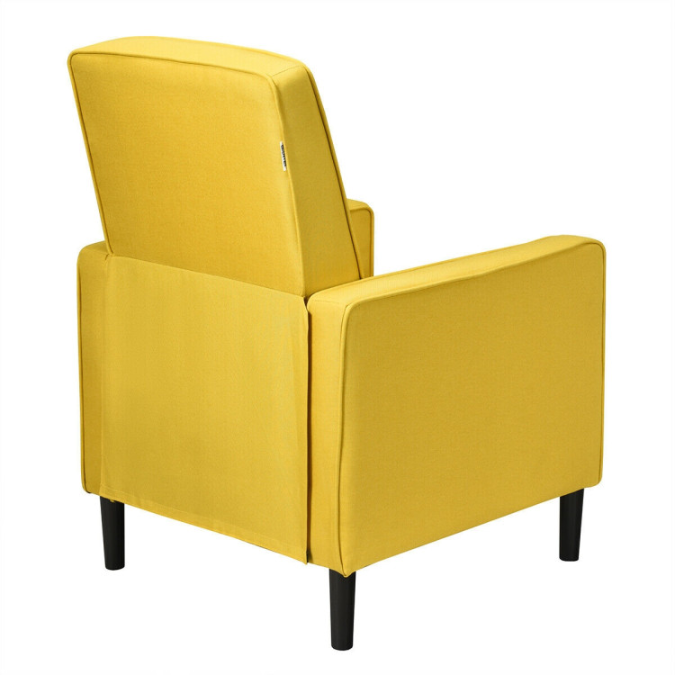 Mid-Century Push Back Recliner Chair -YellowCostway Gallery View 5 of 12