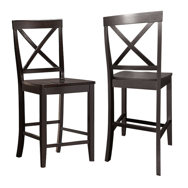24 Inch 2 Pack Rubber Wood Frame Kitchen ChairsCostway Gallery View 9 of 12