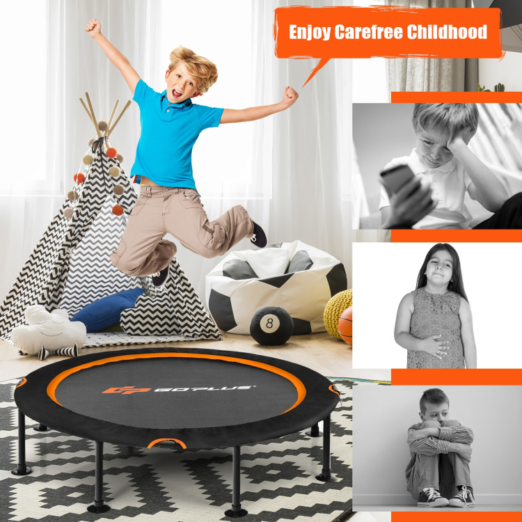 47 Inch Folding Trampoline with Safety Pad for Kids and Adults-OrangeCostway Gallery View 5 of 9