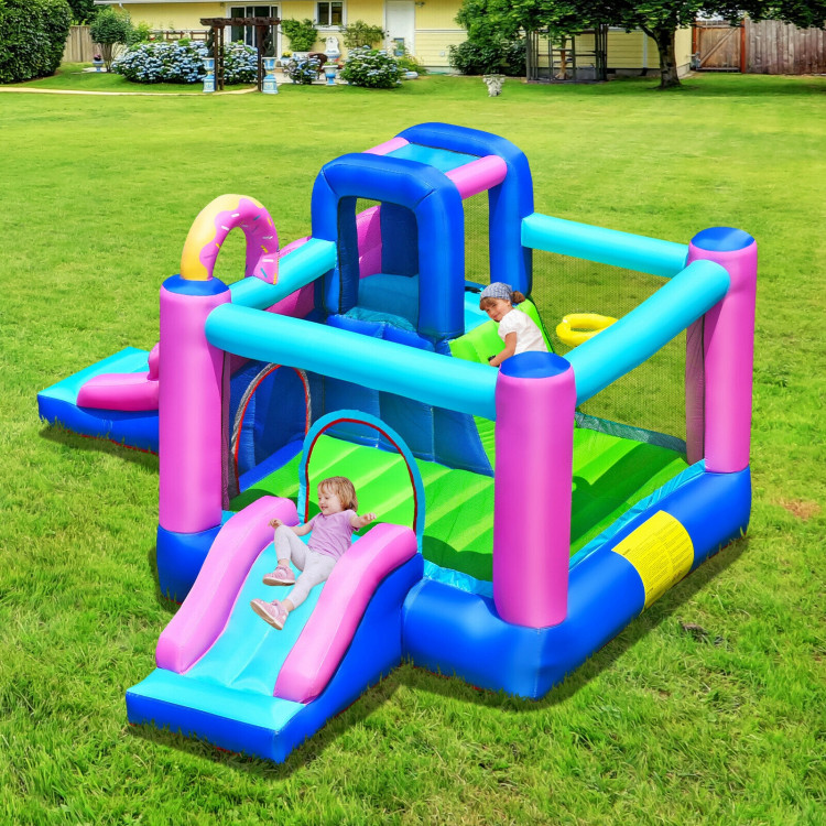 Inflatable Bounce Castle with Dual Slides and Climbing Wall without BlowerCostway Gallery View 2 of 12
