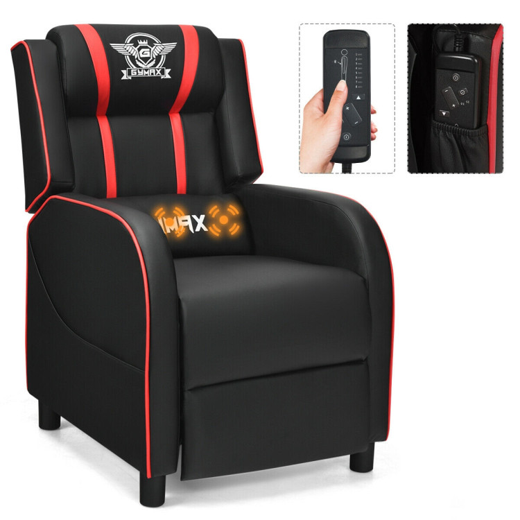 Massage Racing Gaming Single Recliner Chair-RedCostway Gallery View 8 of 13