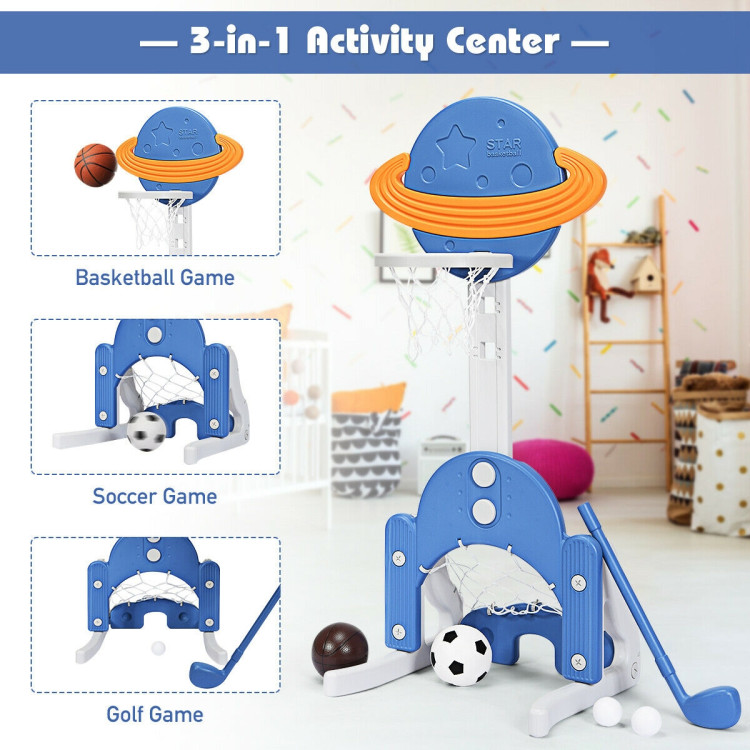 3 in 1 Kids Basketball Hoop Set with Balls-BlueCostway Gallery View 2 of 12