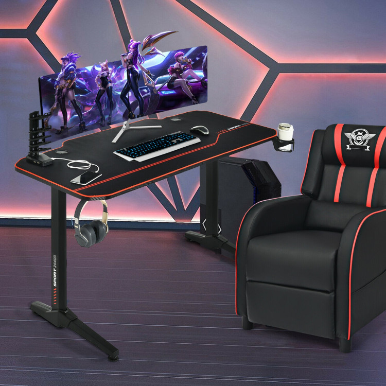55 Inch Gaming Desk with Free Mouse Pad with Carbon Fiber SurfaceCostway Gallery View 2 of 12