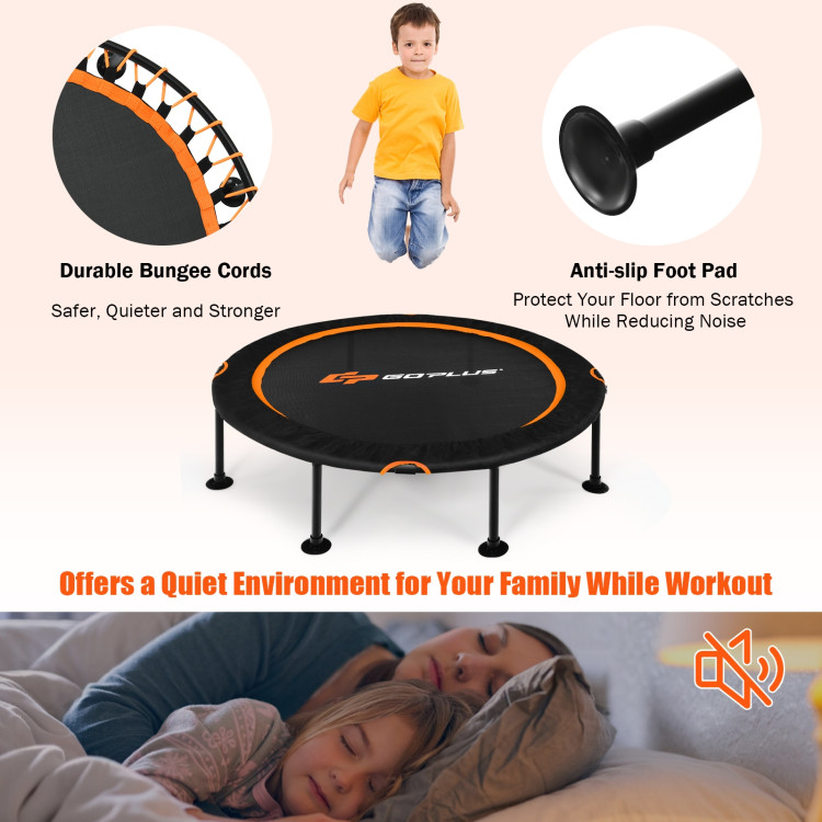 47 Inch Folding Trampoline with Safety Pad for Kids and Adults-OrangeCostway Gallery View 7 of 9