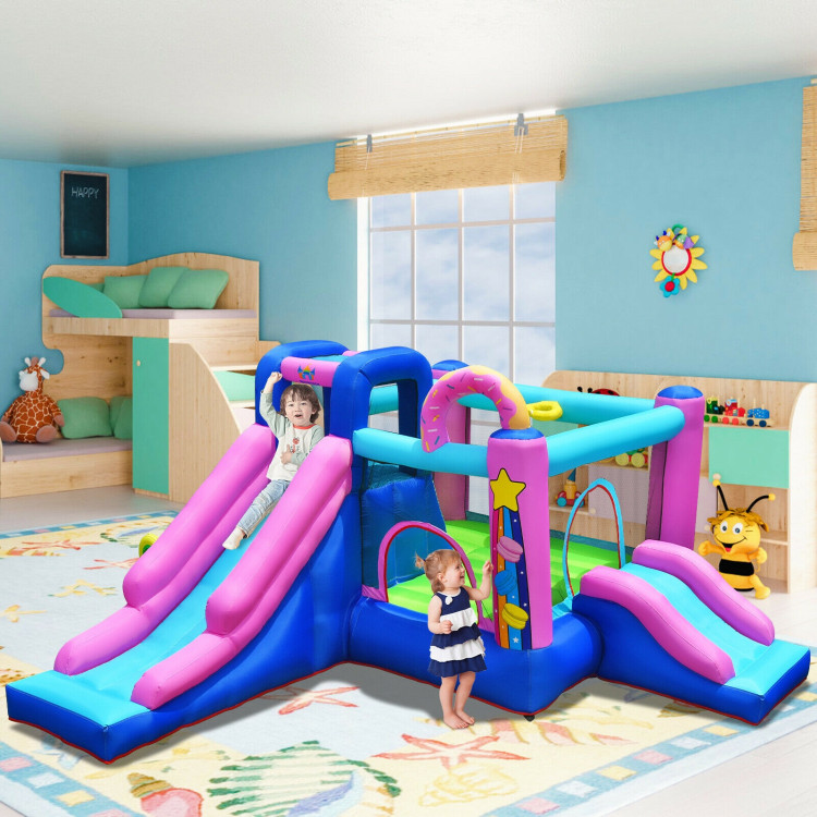 Inflatable Bounce Castle with Dual Slides and Climbing Wall without BlowerCostway Gallery View 6 of 12
