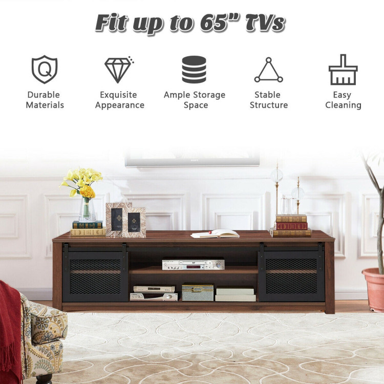 TV Stand Entertainment Center for TV's up to 65 Inch with Adjustable Shelves-BrownCostway Gallery View 11 of 12