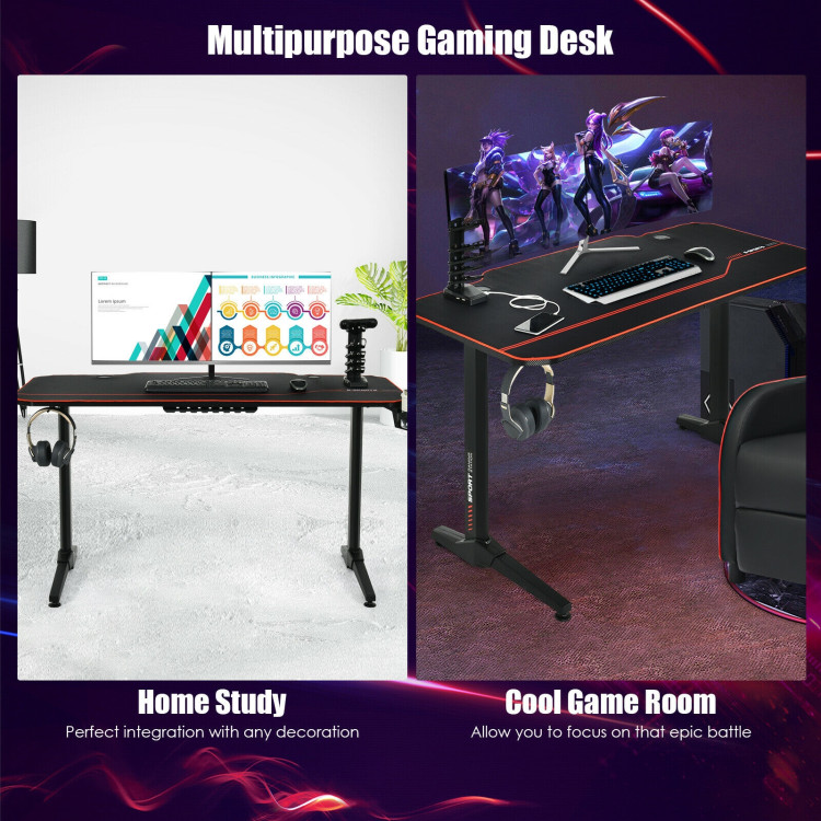 55 Inch Gaming Desk with Free Mouse Pad with Carbon Fiber SurfaceCostway Gallery View 7 of 12