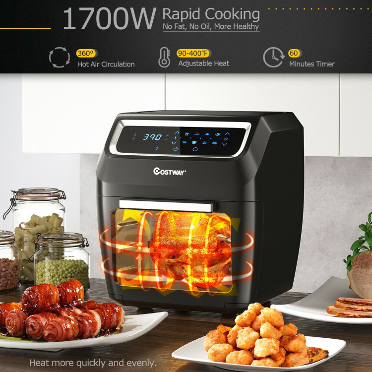 1700W Electric Air Fryer Oven 8-In-1 Barbecue Dryer with Accessories-BlackCostway Gallery View 8 of 10