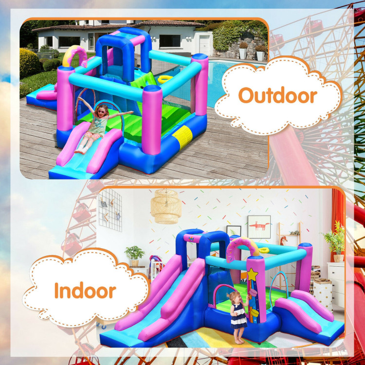 Inflatable Bounce Castle with Dual Slides and Climbing Wall without BlowerCostway Gallery View 8 of 12