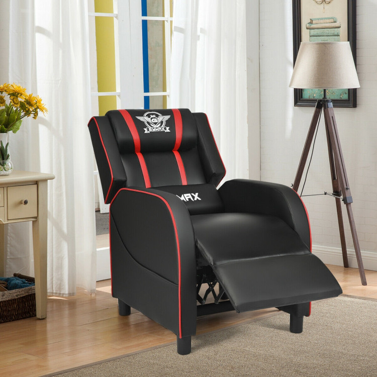 Massage Racing Gaming Single Recliner Chair-RedCostway Gallery View 2 of 13