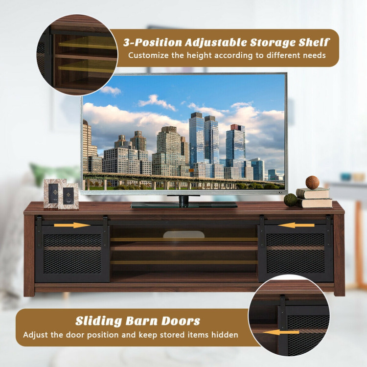 TV Stand Entertainment Center for TV's up to 65 Inch with Adjustable Shelves-BrownCostway Gallery View 3 of 12
