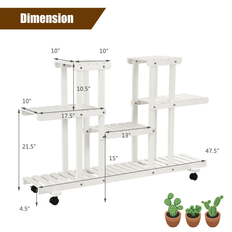 4-Tier Wood Casters Rolling Shelf Plant StandCostway Gallery View 4 of 11