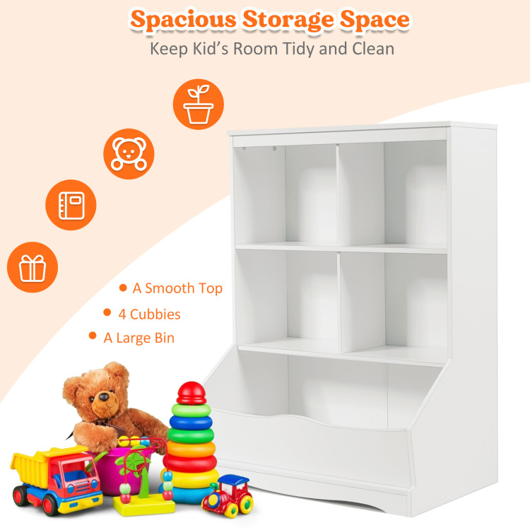 3-Tier Children's Multi-Functional Bookcase Toy Storage Bin Floor Cabinet-WhiteCostway Gallery View 6 of 10