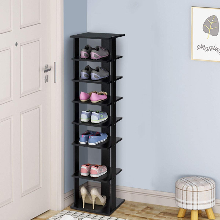7-Tier Shoe Rack Practical Free Standing Shelves Storage Shelves -BlackCostway Gallery View 1 of 9