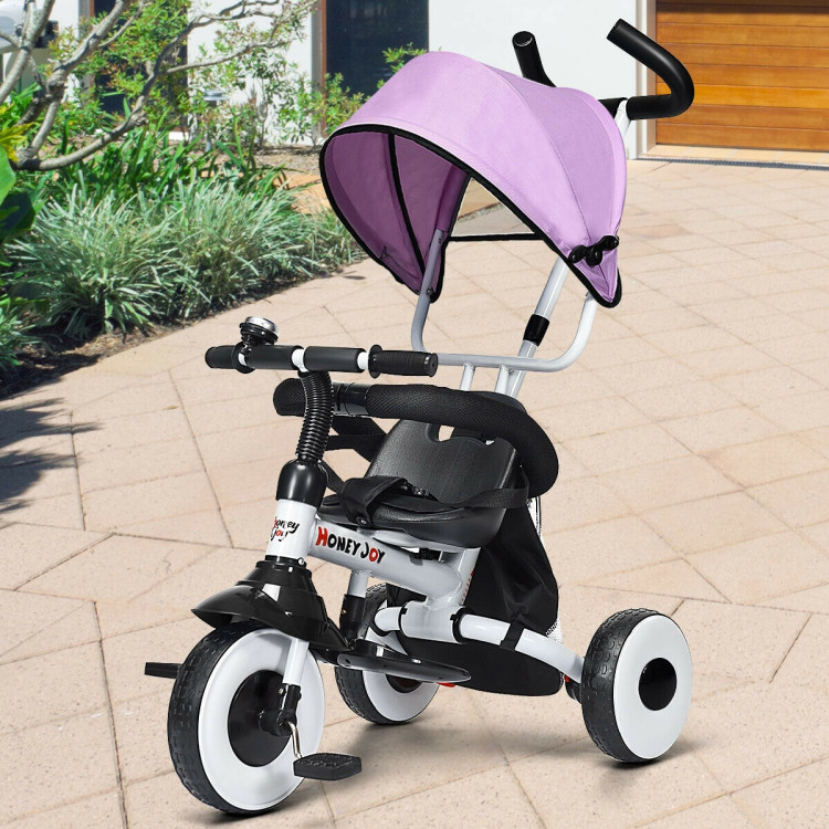 4-in-1 Kids Baby Stroller Tricycle Detachable Learning Toy Bike-PinkCostway Gallery View 2 of 11