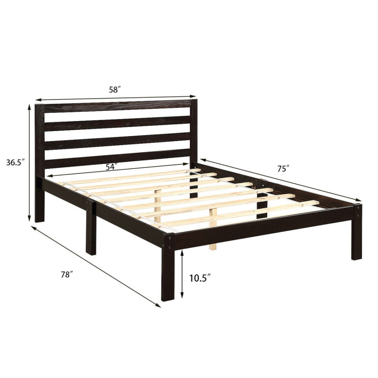 Platform Bed Full Size Bed Frame Wood Slat Support - Costway