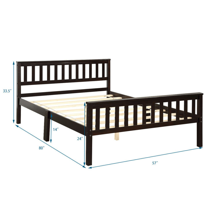 Full Size Wood Platform Bed Frame with Headboard and FootboardCostway Gallery View 4 of 10