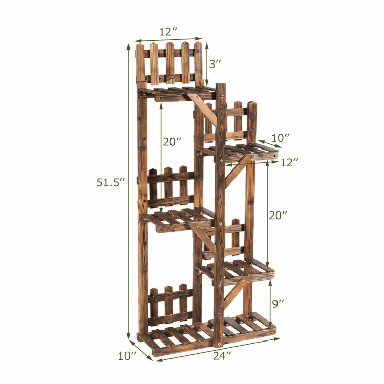 5-Tier Flower Rack Wood Plant Stand 6 Pots Display ShelfCostway Gallery View 4 of 11