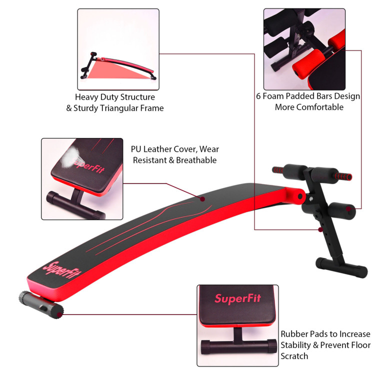 Folding Weight Bench Adjustable Sit-up Board Workout Slant Bench-RedCostway Gallery View 8 of 10