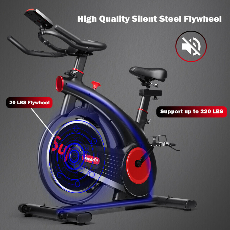 Stationary Exercise Bike Silent Belt with 20LBS FlywheelCostway Gallery View 6 of 10